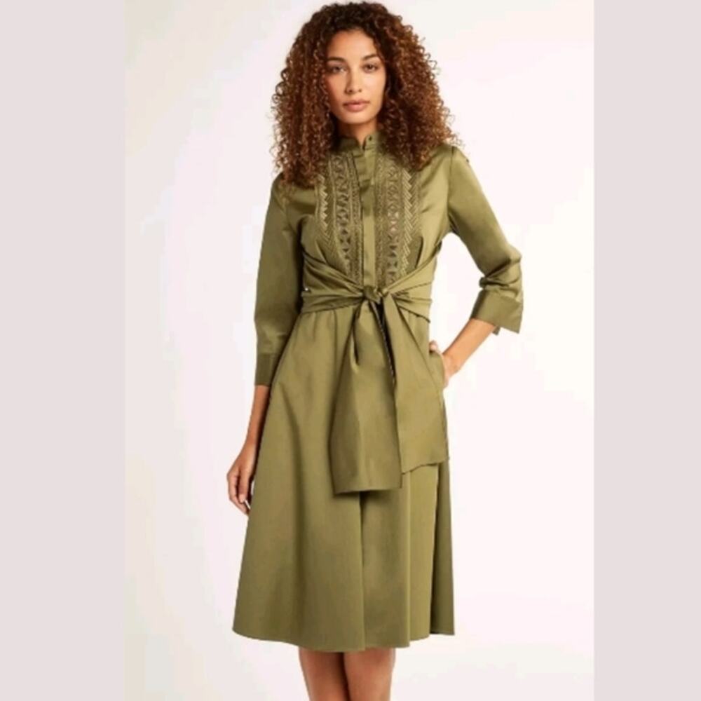 Elie Tahari Ann A-line Sleeve Tie Waist Dress - Picture 4 of 5